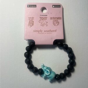 Simply Southern Black Bracelet with Turquoise Elephant Charm